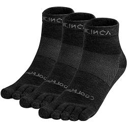 OrrinSports Zehensocken für Männer Frauen Coolmax Running Socken 3 Paar Athletic Finger Socken Schwarz - (Größe Large) von OrrinSports