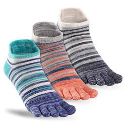 OrrinSports Zehensocken für Männer Frauen gestreifte laufende Socken Baumwolle Knöchel fünf Finger Socken 3 Paare von OrrinSports