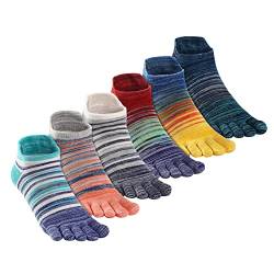 OrrinSports Zehensocken für Männer Frauen gestreifte laufende Socken Baumwolle Knöchel fünf Finger Socken 6 Paare von OrrinSports