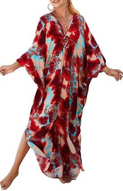 Orshoy Damen Kaftan Dresses Cover Up Plus Size Print Maxikleid Causal Kleid Maxi Kaftan Langes Kleid Sommer Lose Kurzarm Muster 1 von Orshoy