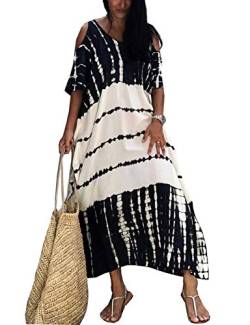 Orshoy Damen Türkischer Stil Strandkleider Beiläufige Baumwolle Boho Maxi Kleid Blumen Lang Kaftan Beach Badeanzug Urlaub Kleid Partykleid Elegant Maxikleid Bademode Outwear von Orshoy