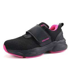 Ortho+rest Damen Diabetikerschuhe mit verstellbarem Verschluss Orthopädische Gehschuhe Ödem Schuhe für geschwollene Füße (37,Schwarz Rosa) von Ortho+rest