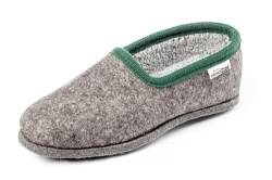 Orthopant Filzpantoffel Classic - Hausschuhe Pantoffel Herren Damen aus feinem Wollfilz, Grau mit grüner Borte, CL-103-38 von Orthopant