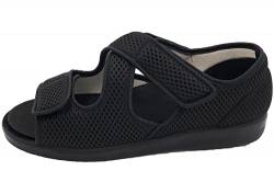 OrtoMed Klettschuhe Senioren Sandale Hausschuh Klettsandale, Schwarz-Mesh, EU 44 von OrtoMed