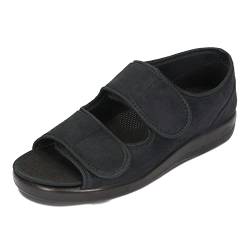 OrtoMed Offene Orthopädische Schuhe Damen Herren Verstellbare Breite Orthopädische Einlegesohle Klettverschluss Microvelour Schwarz 36-46 EU (Schwarz 513, Numeric_37) von OrtoMed