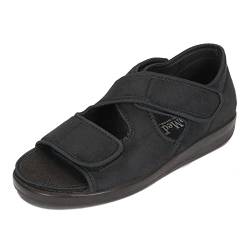 OrtoMed Offene Orthopädische Schuhe Damen Herren Verstellbare Breite Orthopädische Einlegesohle Klettverschluss Microvelour Schwarz 36-46 EU (Schwarz 529, Numeric_36) von OrtoMed