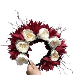 Frühlingsblumenkronen Blumengirlanden Stirnband Für Braut Hochzeit Frauen Mädchen Stimulierter Blumenkranz Haarband Haarband Hochzeit Festival Stirnband von Osdhezcn