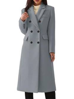 Osheoiso Damen Elegante Wollmantel Jacke Schicke Einfarbiger Übergangsjacke Warm Langarm Oberbekleidung Mantel Overcoat Freizeitjacke C Grau L von Osheoiso