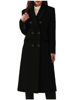 Osheoiso Damen Elegante Wollmantel Jacke Schicke Einfarbiger Übergangsjacke Warm Langarm Oberbekleidung Mantel Overcoat Freizeitjacke C Schwarz XXL von Osheoiso