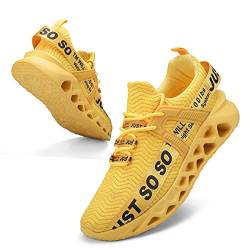 Osheoiso Damen Laufschuhe Walking Athletic für Frauen Casual Slip Fashion Sports Outdoor-Schuhe Gelb 37 EU von Osheoiso