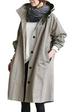 Osheoiso Damen Mentel Elegante Windjacke mit Knöpfen Schicke Übergangsjacke mit Taschen Outdoorjacken Oberbekleidung Mentel Overcoat A Grau S von Osheoiso