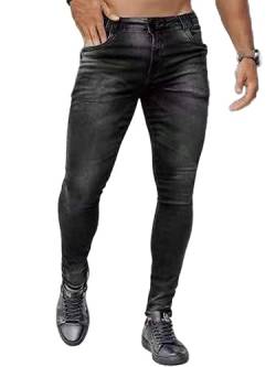 Osheoiso Herren Destroyed Jeans Biker Hose Herren Löcher Slim Fit Jeans Denim Hose Vintage Männer Zerrissen Jeanshose Skinny Jeanshosen Bleistifthose Hosen I Schwarz L von Osheoiso