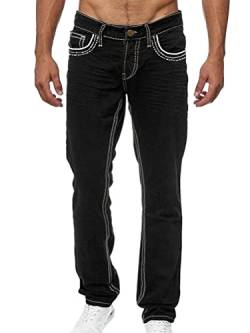 Osheoiso Herren Jeans Hose Slim Fit Denim Lange Destroyed Jeanshose für Männer Hip Hop Hose Coole Jungen Mode Stretch Freizeithose Schwarze Cargo Chino Hose Herbst C Schwarz M von Osheoiso