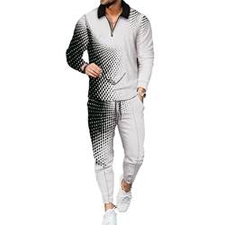 Osheoiso Jogginganzug Mode Herren Casual Anzug Langarm Polo + Hose 2 Teiliges Sportanzug Outfit Freizeit Sets Workout Gym Running Klassisch Pyjama B 13 M von Osheoiso