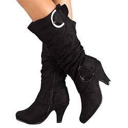 Osheoiso Overknee Stiefel High Heel Plateau Stiletto Boots Langschaft Boots Reißverschluss Herbst Winter Damenschuhe Sexy Mode Elegant Chic Schuhe A Schwarz 43 EU von Osheoiso