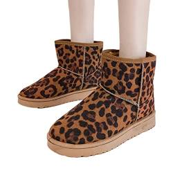 Osheoiso Stiefel Damen Gefüttert Stiefel Boots Elegante Schneestiefel Warm rutschfest Wanderschuhe Winterstiefel Stiefel Kurzschaft A Leopard 40 EU von Osheoiso