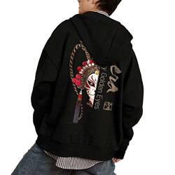 Osheoiso Techwear Japanischer Harajuku Damen Plüsch Streetwear Kapuzenpullover Hoodie Pullover Bedruckter Hip Hop Teenager Hoodie Sweatshirt mit Kapuze Große Größe E Schwarz M von Osheoiso