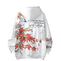 Osheoiso Techwear Japanischer Harajuku Damen Streetwear Kapuzenpullover Hoodie Pullover Bedruckter Hip Hop Teenager Hoodie Sweatshirt mit Kapuze Große Größe C Weiß XL von Osheoiso