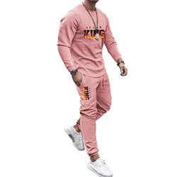 Osheoiso Trainingsanzug für Herren Casual Sportanzug 2 Teiliges Outfit für Frühling und Herbst Sport Set Lang T-Shirts + Lang Hose Sets Freizeitanzug Männer Business B Rosa M von Osheoiso