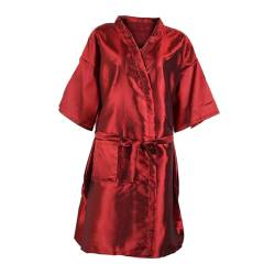 Kimono-Roben, Salon-Kundenkleid, weich, bequem, mit verstellbarem Gürtel, Friseursalon-Kittelumhänge, Haarschnitt-Umhang für Schönheitssalon, Rot von Oshhni