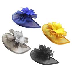 Oshhni 4-teiliges Fascinator-Set für Damen - Exklusive Auswahl in neuem Design, Gelb Blau Schwarz Grau von Oshhni