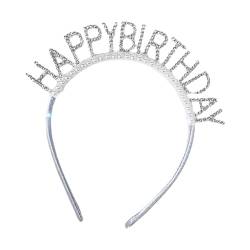 Oshhni Alles Gute zum Geburtstag-Stirnband, Geburtstags-Haarkronen-Reifen, alles Gute zum Geburtstag-Haarband, Geburtstags-Tiara für Party-Accessoires für, Klare Strasssteine von Oshhni