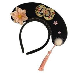 Oshhni Chinesische Kopfbedeckung, chinesisches Qing-Stirnband, Haarband, Dekoration mit Quaste, antike Haarspange, Blumen-Haarreif für Requisiten, Stil D von Oshhni