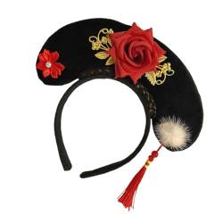 Oshhni Chinesische Kopfbedeckung, chinesisches Qing-Stirnband, Haarband, Dekoration mit Quaste, antike Haarspange, Blumen-Haarreif für Requisiten, Stil E von Oshhni