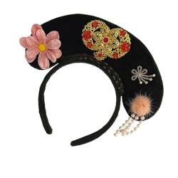 Oshhni Chinesische Kopfbedeckung, chinesisches Qing-Stirnband, Haarband, Dekoration mit Quaste, antike Haarspange, Blumen-Haarreif für Requisiten, Stil G von Oshhni
