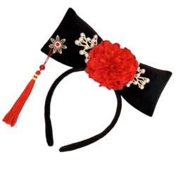 Oshhni Chinesische Kopfbedeckung, chinesisches Qing-Stirnband, Haarband, Dekoration mit Quaste, antike Haarspange, Blumen-Haarreif für Requisiten, Stil H von Oshhni