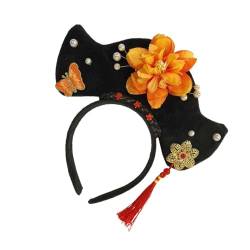 Oshhni Chinesische Kopfbedeckung, chinesisches Qing-Stirnband, Haarband, Dekoration mit Quaste, antike Haarspange, Blumen-Haarreif für Requisiten, Stil c von Oshhni