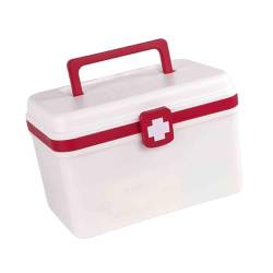 Oshhni Erste-Hilfe-Medizinbox-Aufbewahrungsorganisator, staubdichter Behälter, Erste-Hilfe-Koffer, doppellagig, zum Nähen, Wandern, Spielzeug, von Oshhni