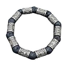 Oshhni Ethnische Wikinger Rune Perlen Armband Zubehör Handgemachte Charm Armreifen für Frauen Geschenk, Silber von Oshhni