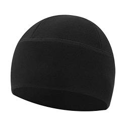 Oshhni Fleecemütze Herren Winter Skull Cap Fleece Skull Beanie zum Laufen Skifahren Radfahren Sport, Schwarz von Oshhni