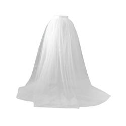 Oshhni Frauen Tüll Tutu Langer Rock zum Schnüren, hoch tailliertes, abnehmbares, einfarbiges Verbandkleid für Party, Cosplay, Hochzeit, Abschlussball, Damen, Weiß von Oshhni