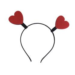 Oshhni Herz-Stirnband, Kopfschmuck, Valentinstag-Dekoration, Kopfbedeckung, dekorativer Haarschmuck, Haarreifen zum Verkleiden von Kostüm-Requisiten, 2 Herzen von Oshhni