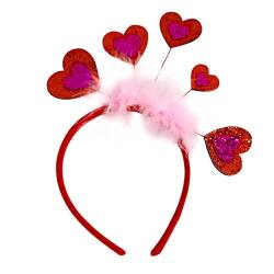 Oshhni Valentinstag-Herz-Stirnband für Damen, Haarschmuck für Erwachsene, Kinder, Photobooth-Requisiten für Jubiläums-Festival, Rot Rosa von Oshhni
