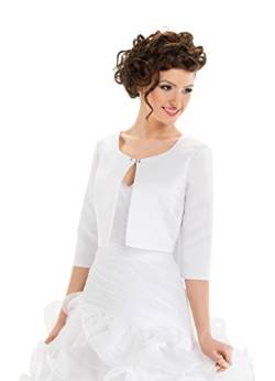 OssaFashion Braut Satinbolero Abend Party für Damen Jacke Bolero mit 3/4 langem Ärmel, Bolerojäckchen 34 36 38 40 42 44 46 von OssaFashion