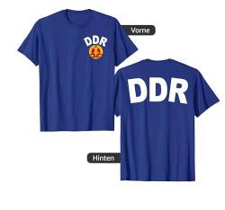 DDR Wappen Sport Trainings Nicki (mit Rückendruck) blau T-Shirt von Ossi Zeiten - Von Ossis für Ossis