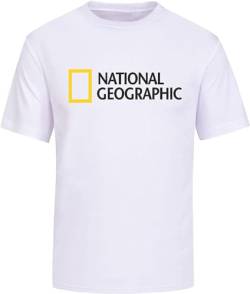 National Geographic Short Sleeve Men's T-Shirts Men's Unisex Tee Shirt White Size L von Otac