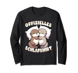 Offizielles Schlafshirt Otter, Schlafanzug & Lustiges Schlaf Langarmshirt von Otter Tier Pyjama Geschenke Kinder, Damen & Herren