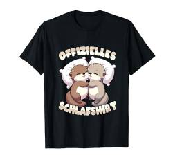 Offizielles Schlafshirt Otter, Schlafanzug & Lustiges Schlaf T-Shirt von Otter Tier Pyjama Geschenke Kinder, Damen & Herren