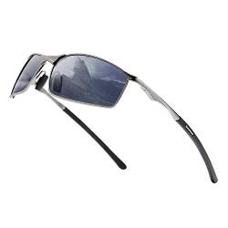OuShiun Sport Sonnenbrille Herren Polarisierte Outdoor Metallrahmen UV-Schutz Fahren Angeln Radfahren Laufen Fahrer Sonnenbrille Für Männer, Gun Metal/Grau von OuShiun