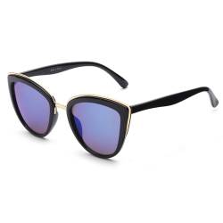 OuShiun Vintage Cat Eye Sonnenbrille Katzenauge für Damen Mode überdimensioniert trendige Cateye Sonnenbrille klassischen Stil UV Schutz(Blau) von OuShiun
