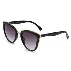 OuShiun Vintage Cat Eye Sonnenbrille für Damen Mode überdimensioniert trendige Cateye Sonnenbrille klassischen Stil UV Schutz (Schwarz) von OuShiun