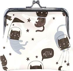 Cute Cats Astronauts Coin Purse Retro Money Pouch with Kiss-Lock Buckle Wallet Bag Card Holder for Women and Girls von Oudrspo