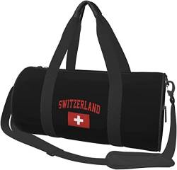 Reisegepäck-Seesack mit Schweizer Flagge, sportlich, faltbar, faltbar, Schwarz von Oudrspo