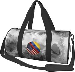 Retro Amerika und kolumbianische Flagge Reisegepäck Seesack Sport Rollbare Faltbare Seesack, Marmorierung von Oudrspo