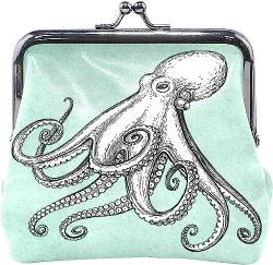 Retro Style Vintage Octopus Coin Purse Retro Money Pouch with Kiss-Lock Buckle Wallet Bag Card Holder for Women and Girls von Oudrspo