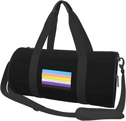 Trans Nonbinary Pride Flag LGBTQ Reisegepäck Seesack Sport Rollbare Faltbare Reisetasche, Schwarz von Oudrspo